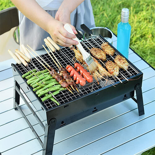 Barbecue portable, mini barbecue pliable grill au charbon de bois en acier  inoxydable pour barbecue extérieur jardin patio pique-nique camping pour  2-3 personnes