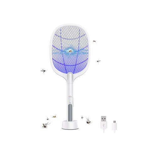 Raquette anti-moustiques électrique 4 en 1, aste par USB, lampe UV